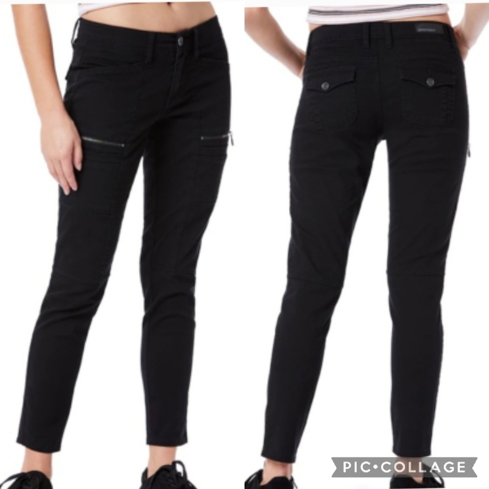 Unionbay Skinny Cargo Pants Women's 0 Black Utility Zippers 90s Rock Grunge Punk